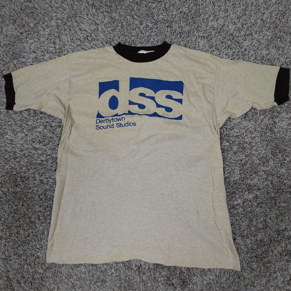 Vintage Ringer Tee T-Shirt Mens Large Mayo Spruce Thin USA 70s 80s Louisville